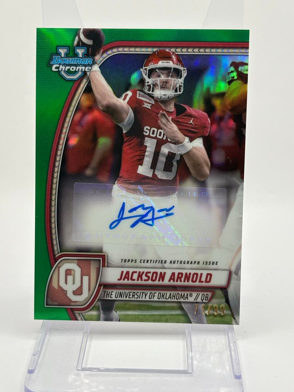 2024 Bowman University Chrome Jackson Arnold Green Refractor Auto 71/99 SP